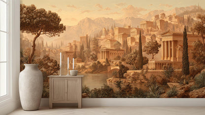 Traditional Earth Tones wallpaper for Living Room