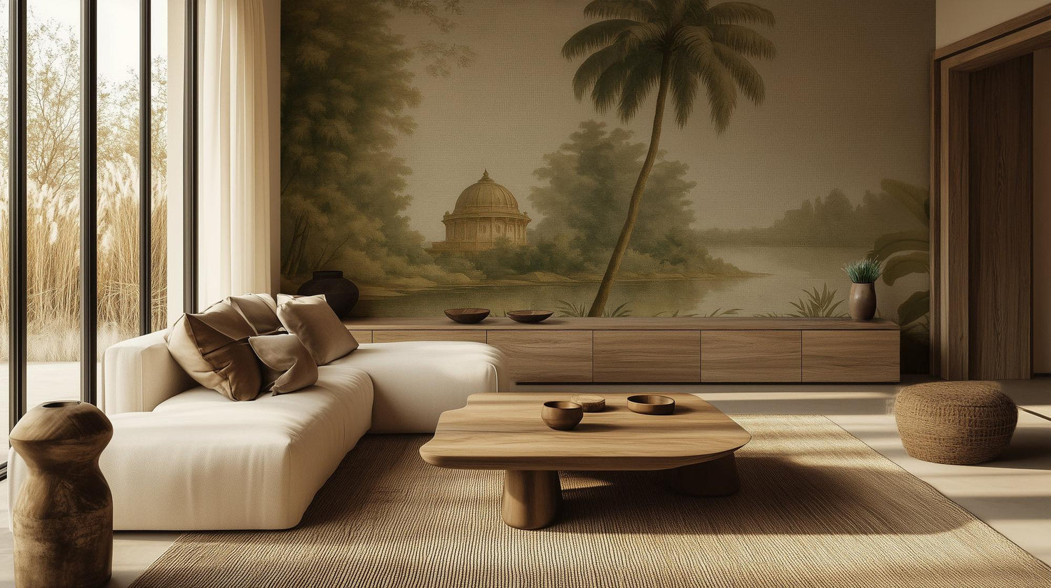 Traditional Earth Tones wallpaper for Living Room