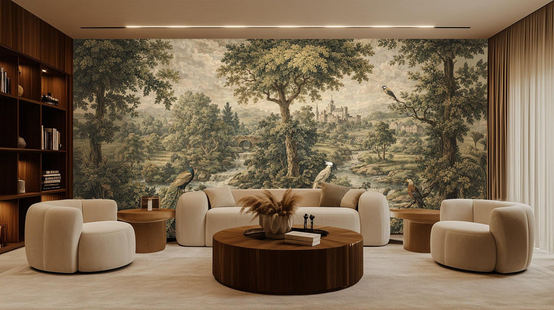 Traditional Earth Tones wallpaper for Living Room
