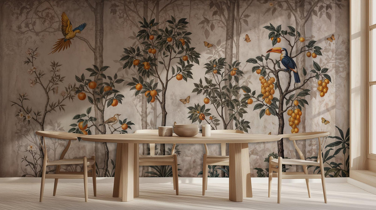 Tropical Earth Tones wallpaper for Dining Room