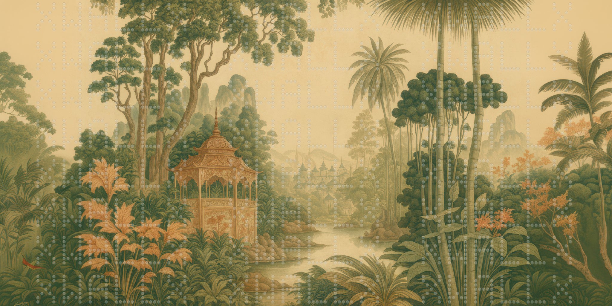 Golden Garden Pavilion Wallpaper