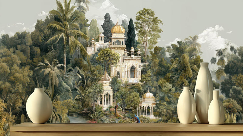 Tropical Earth Tones wallpaper for Living Room