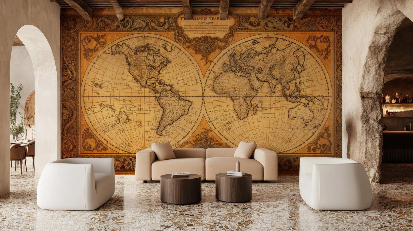 Vintage Earth Tones wallpaper for Living Room