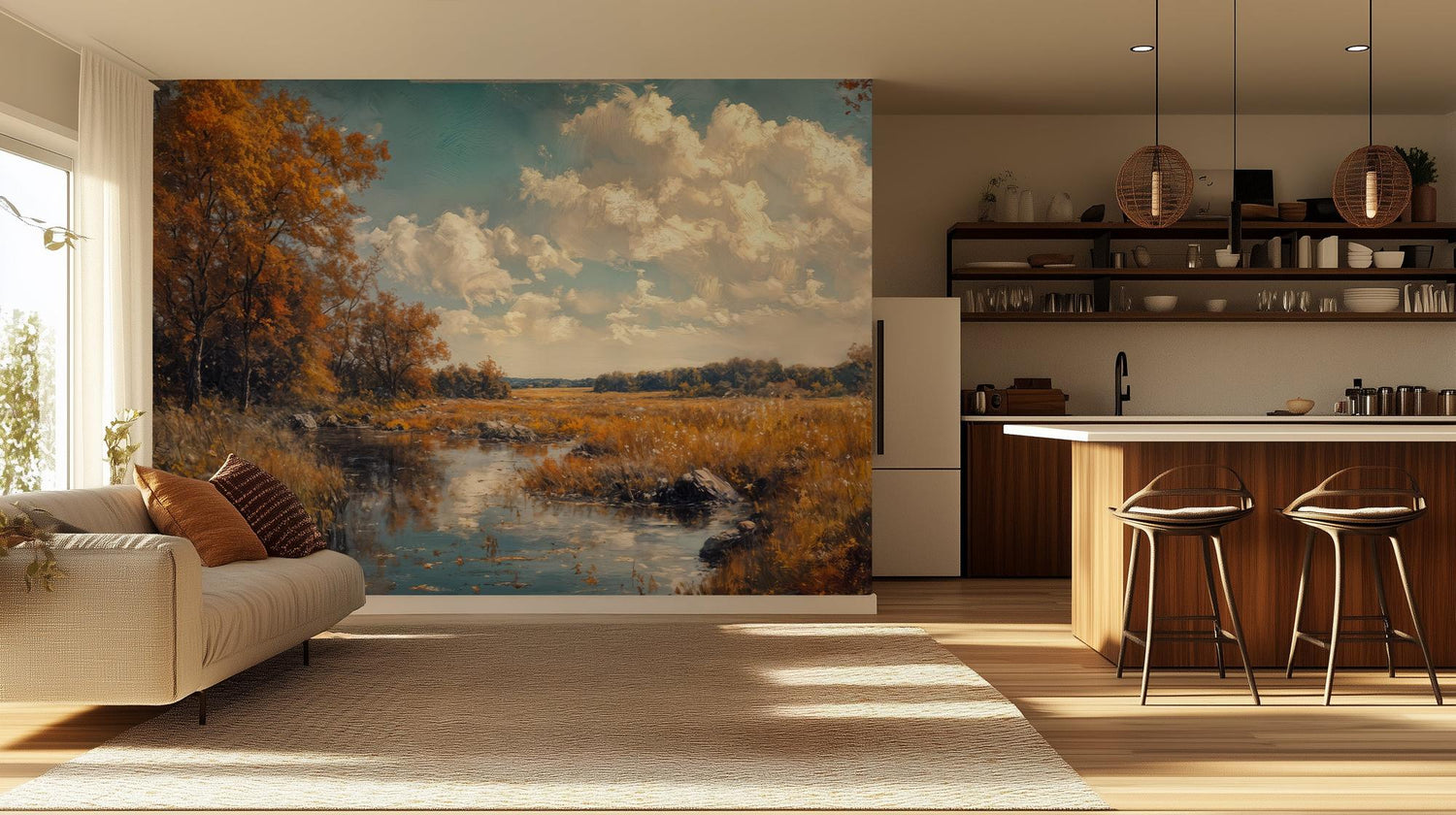 Vintage Earth Tones wallpaper for Living Room