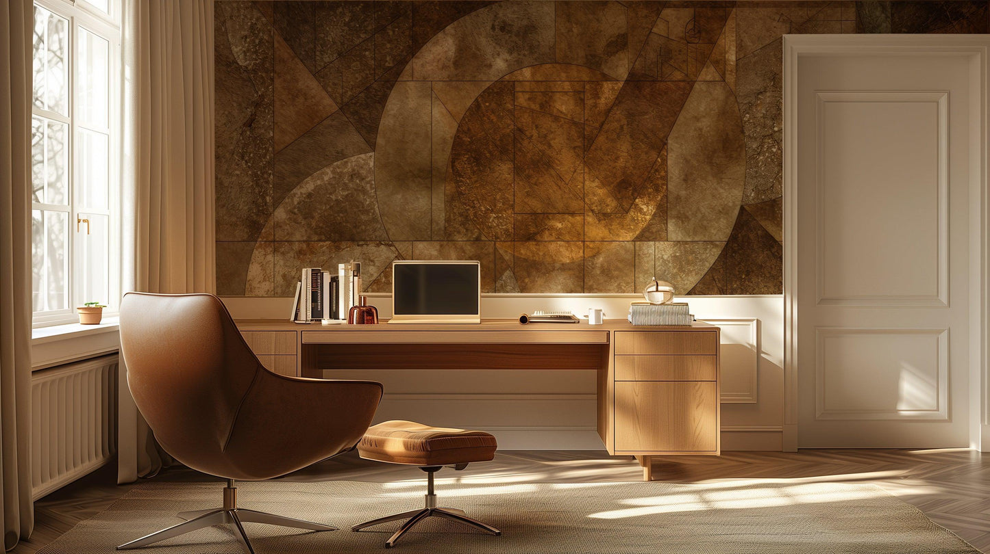 Abstract Brown & Gold room design - XWALLX