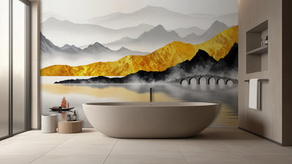 Contemporary Gold wallpaper for Bathroom