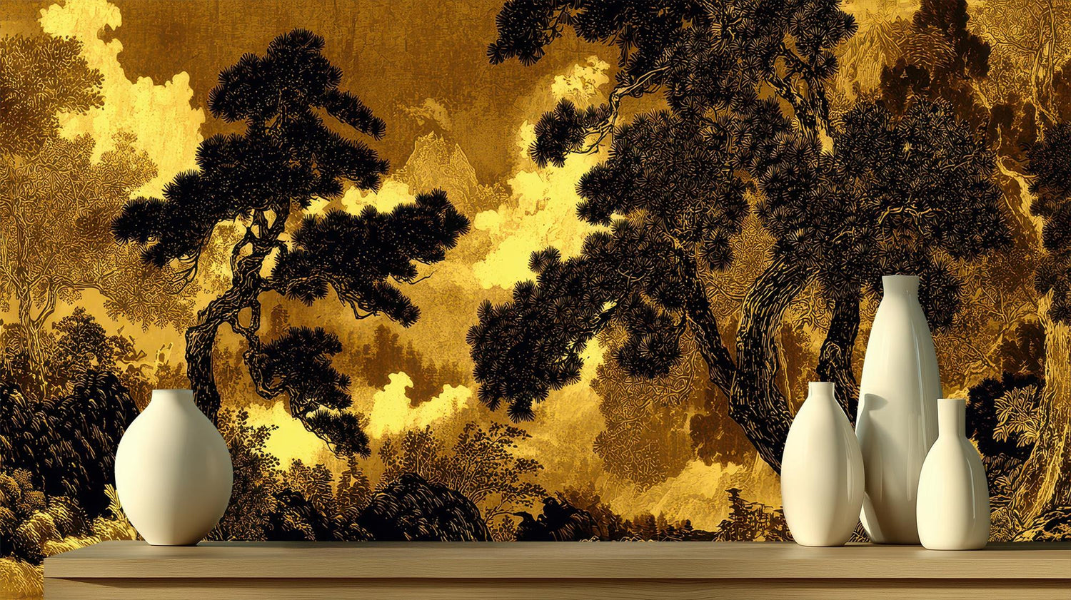 Contemporary Gold wallpaper for Living Room