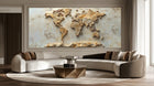 Contemporary Gold world map wallpaper for Living Room