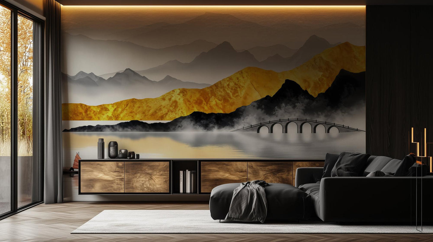 Modern Gold wallpaper for Living Room