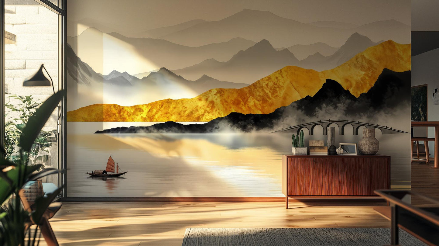 Modern Gold wallpaper for Living Room