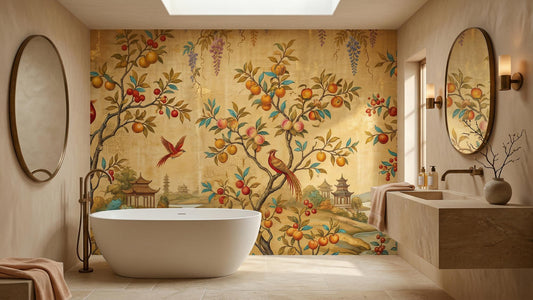 Traditional Gold wallpaper for Bathroom