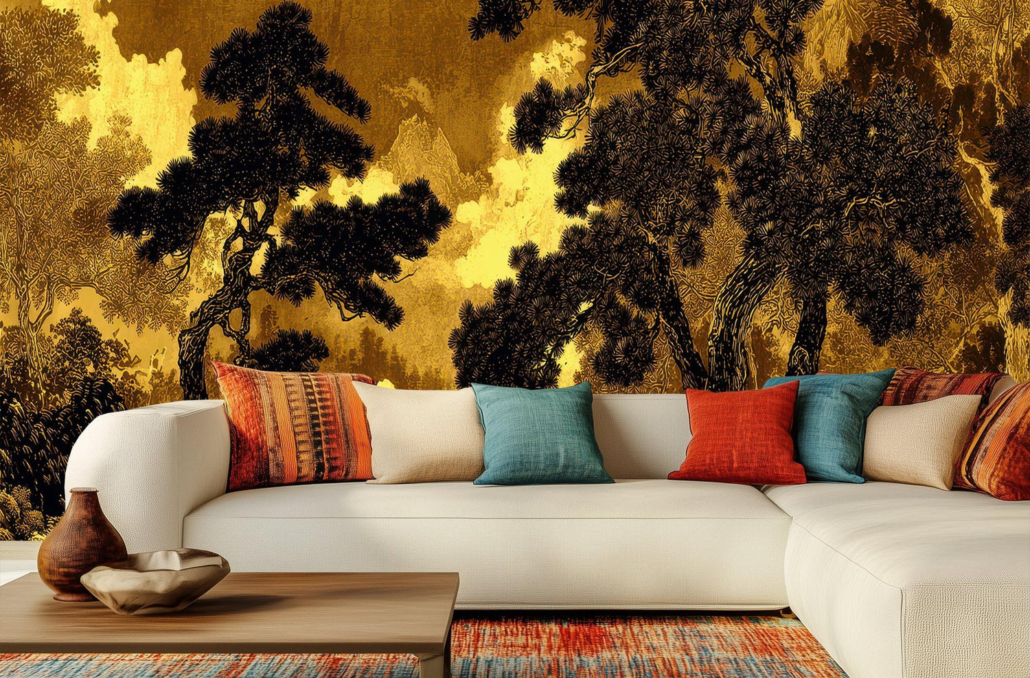 Traditional Gold wallpaper for Living Room