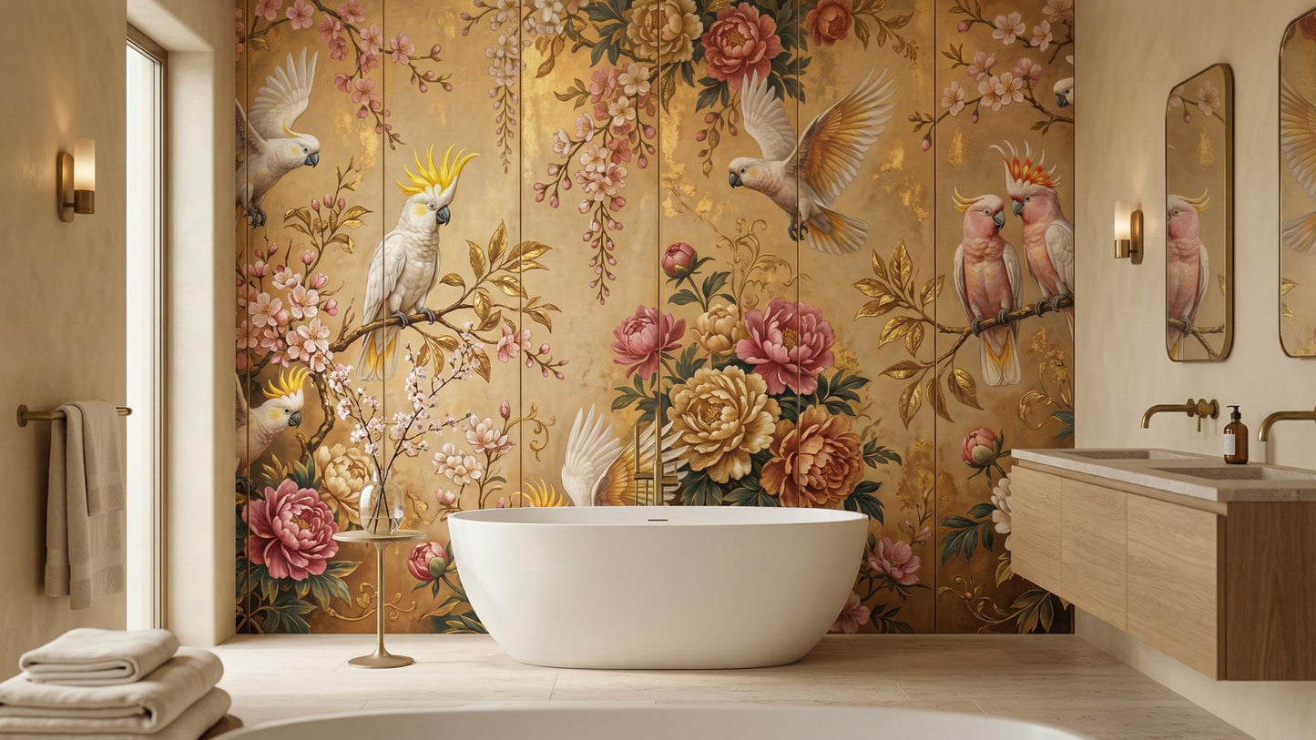 Tropical Gold wallpaper for Bathroom