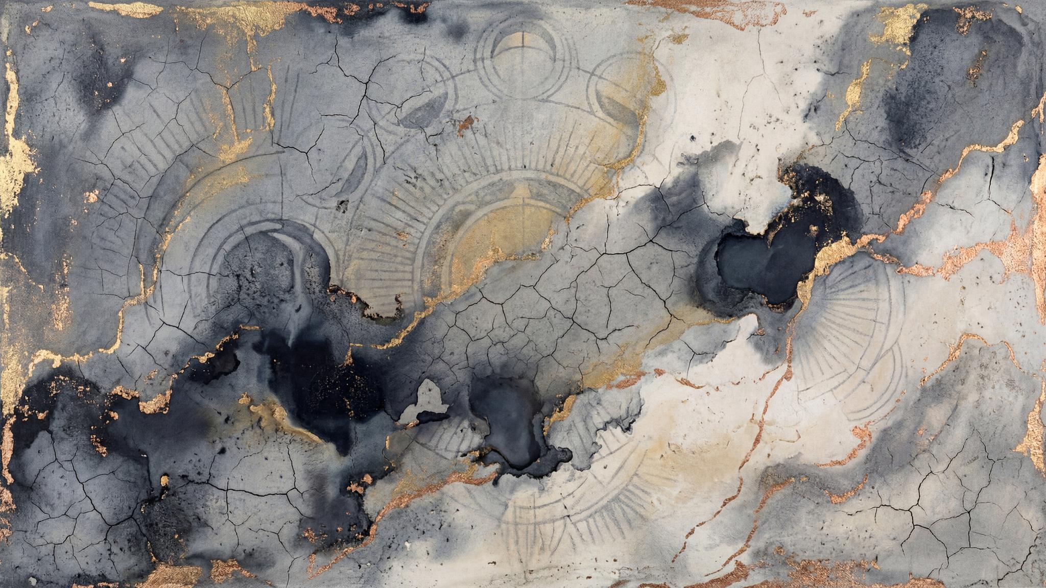 Cracked Earth and Gold Wallpaper