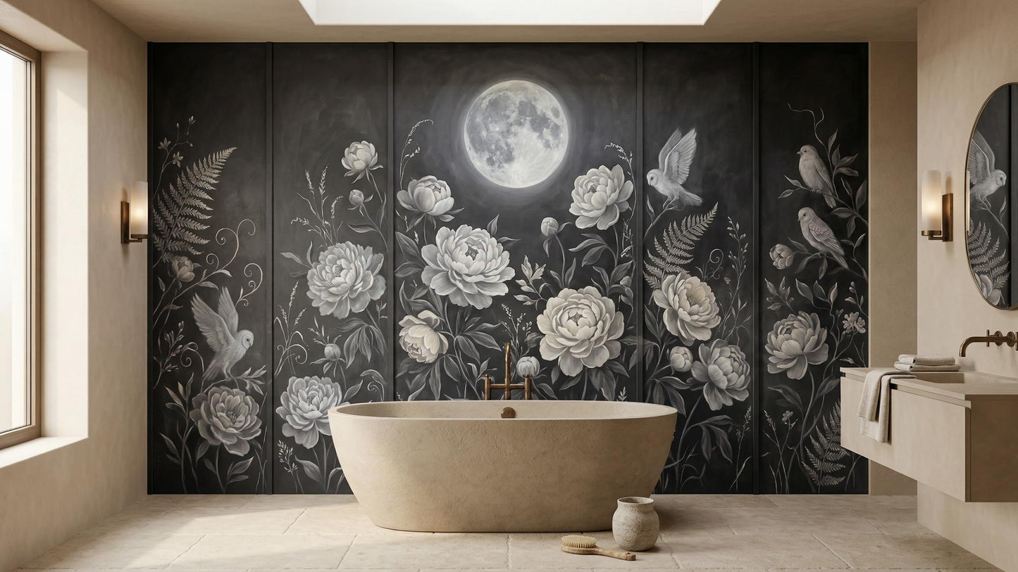 Art Nouveau Gray wallpaper for Bathroom