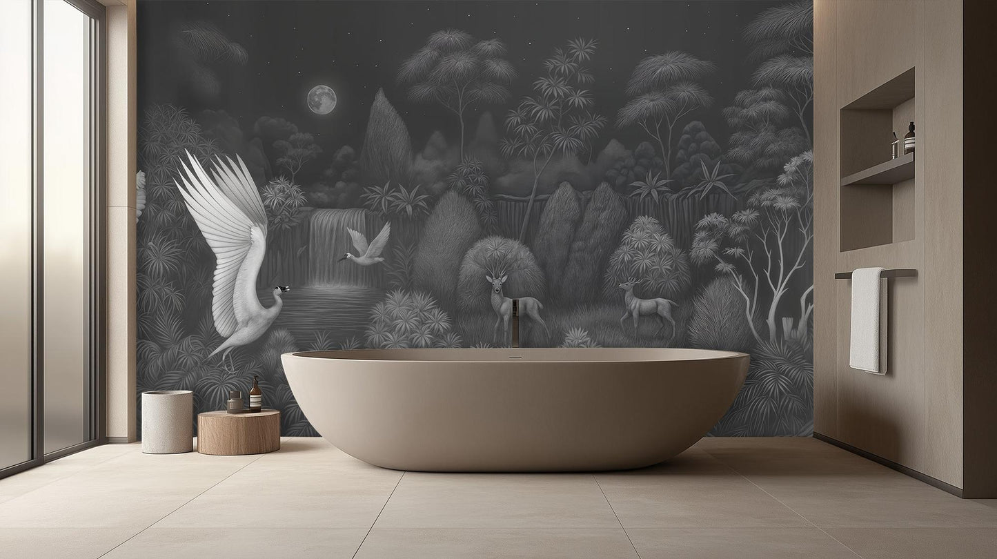 Contemporary Gray wallpaper for Bathroom