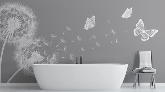 Contemporary Gray wallpaper for Bathroom