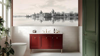 Contemporary Gray wallpaper for Bathroom