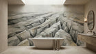 Gray glacier texture wallpaper for a calm bathroom wall