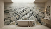 Gray glacier texture wallpaper for a calm bathroom wall