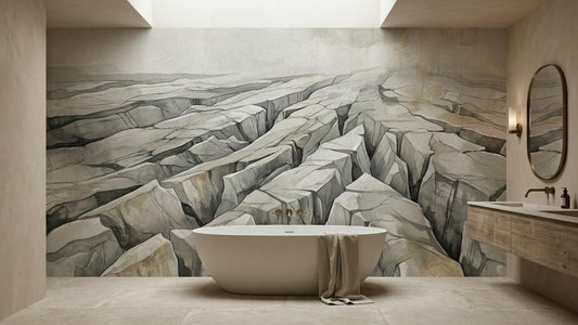 Contemporary Gray wallpaper for Bathroom