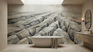 Contemporary Gray wallpaper for Bathroom