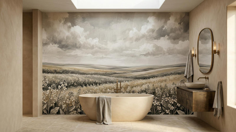 Contemporary Gray wallpaper for Bathroom