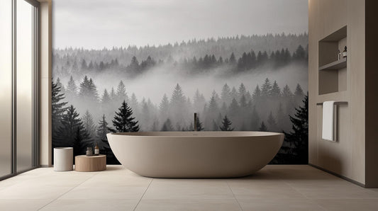 Contemporary Gray wallpaper for Bathroom