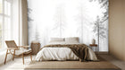Snowy pine forest wallpaper mural for a calm bedroom wall