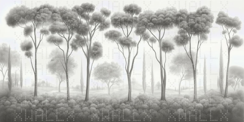 Monochrome Forest Silhouette Wallpaper