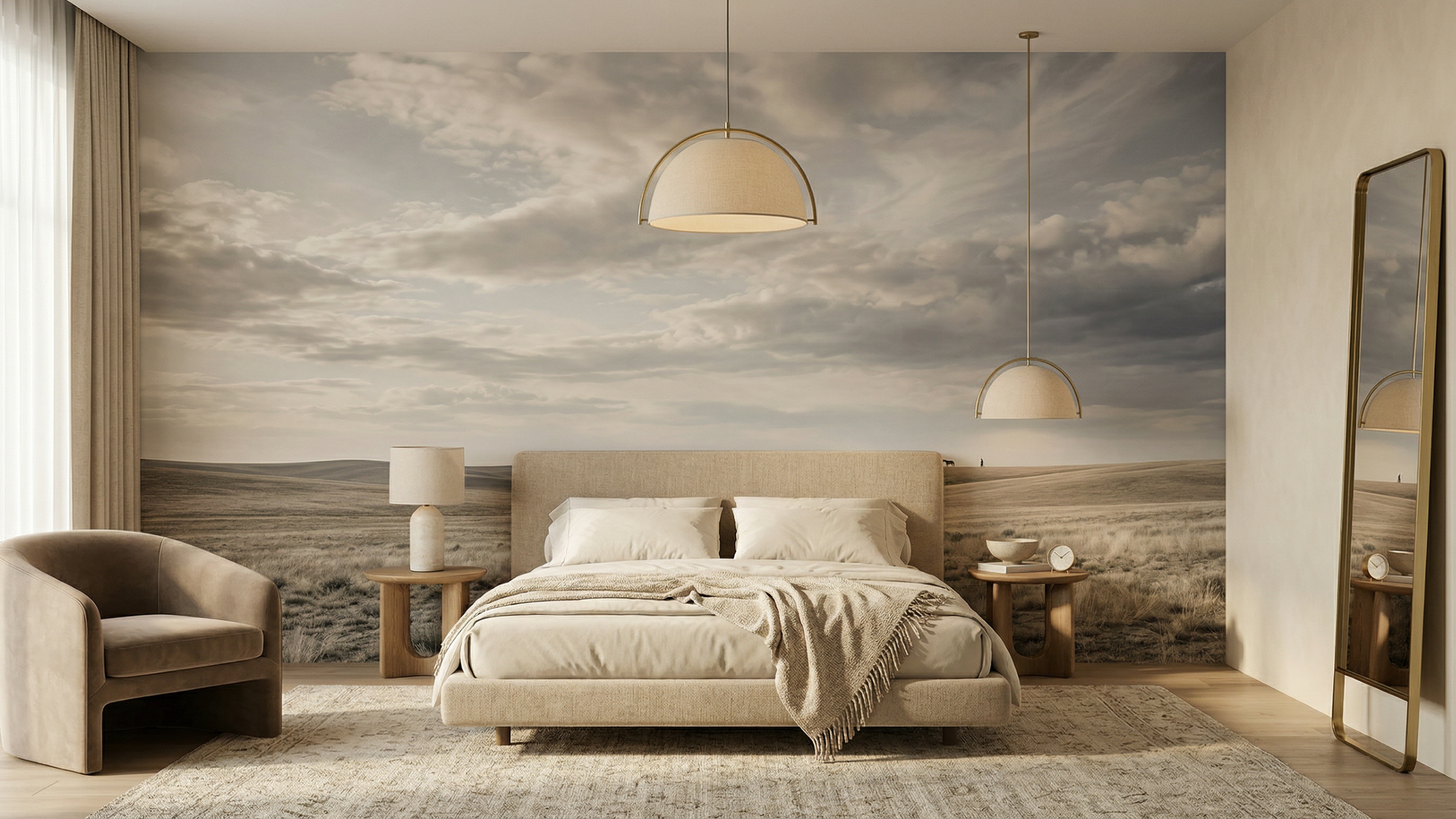 Contemporary Gray wallpaper for Bedroom