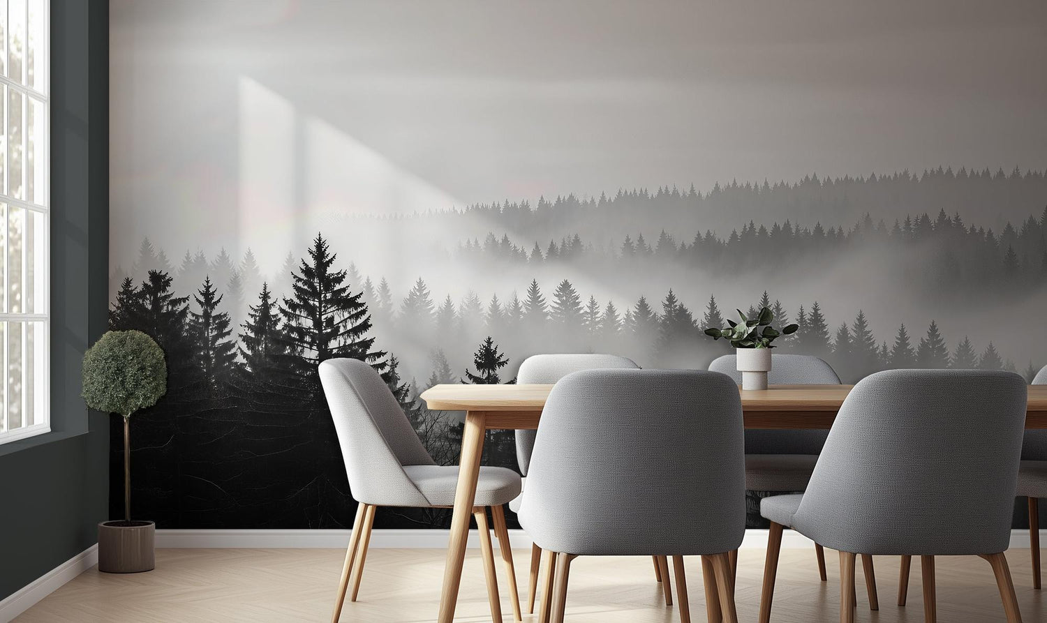 Contemporary Gray wallpaper for Dining Room