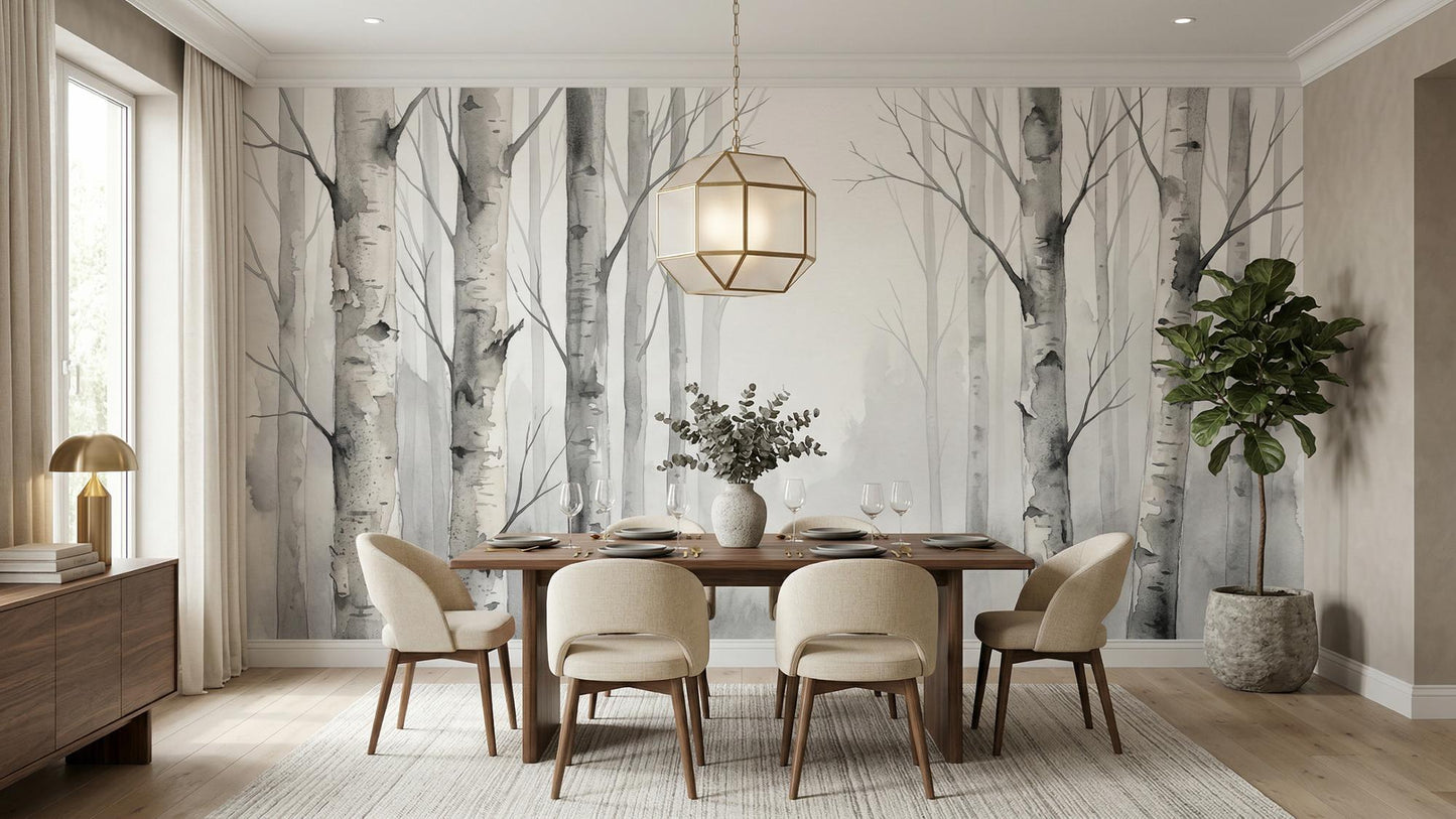 Contemporary Gray wallpaper for Dining Room