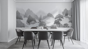 Contemporary Gray wallpaper for Dining Room