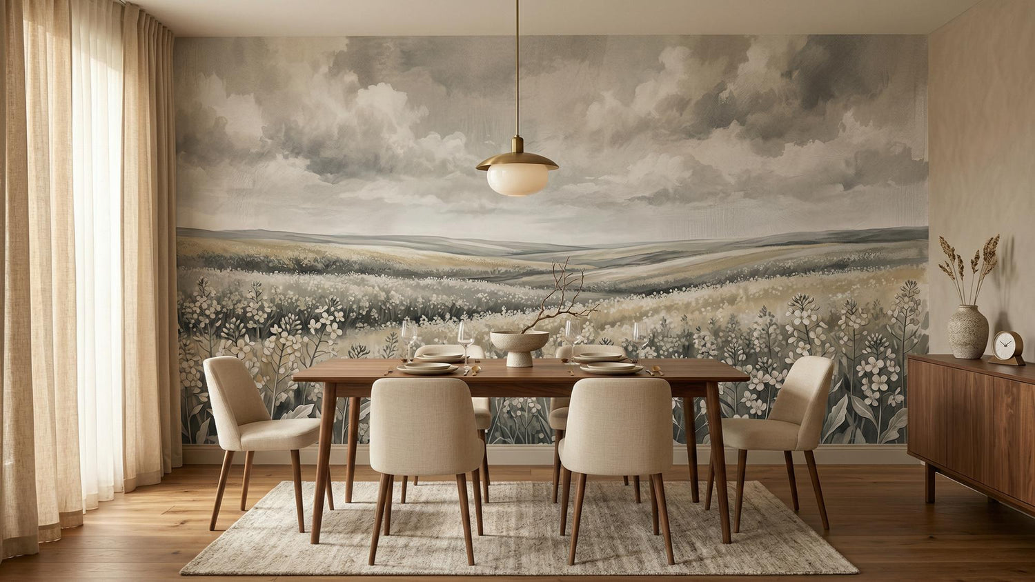 Contemporary Gray wallpaper for Dining Room
