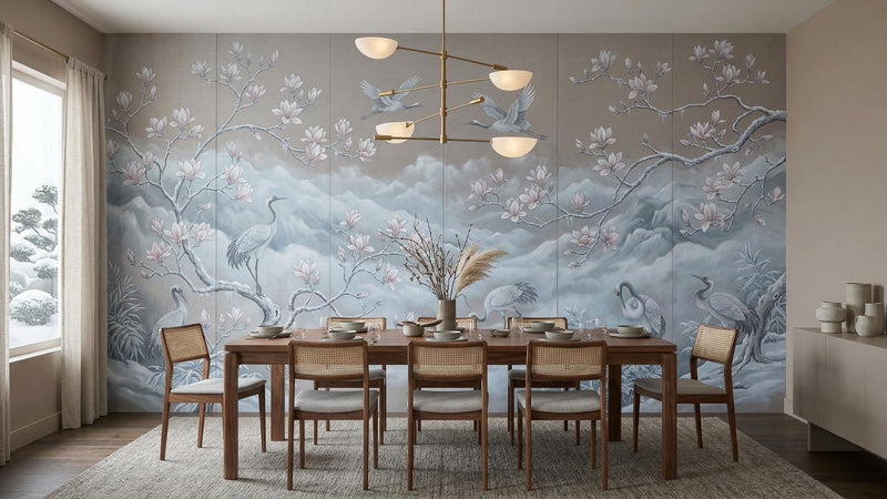 Contemporary Gray wallpaper for Dining Room