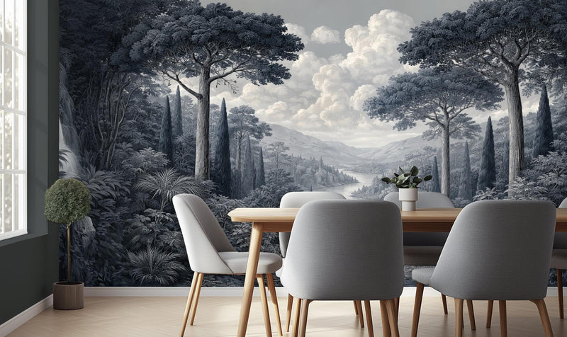 Contemporary Gray wallpaper for Dining Room