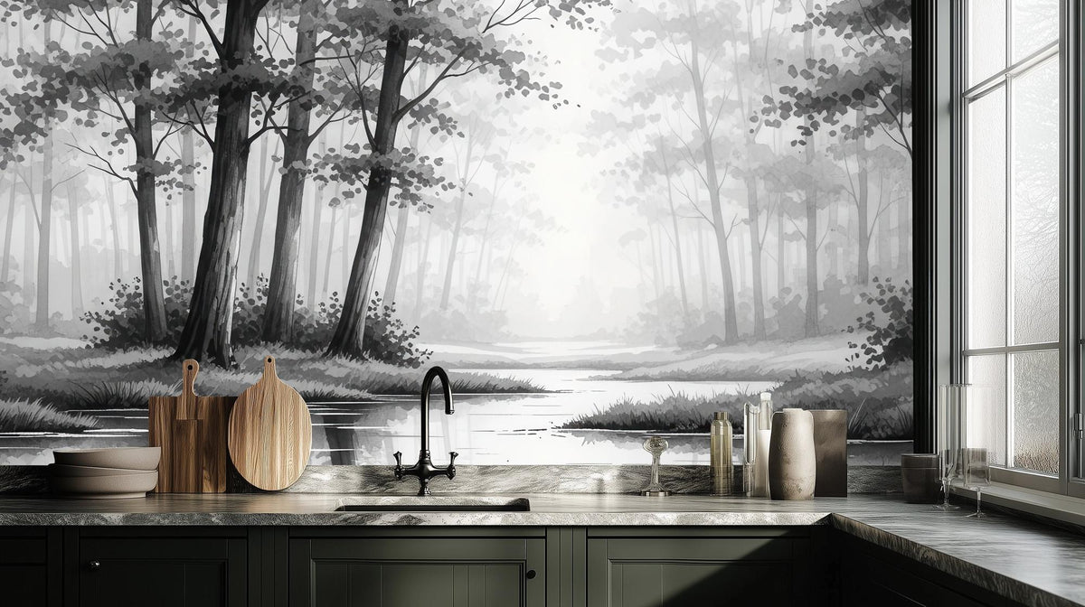 Contemporary Gray wallpaper for Kitchen