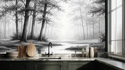 Contemporary Gray wallpaper for Kitchen