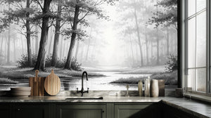 Contemporary Gray wallpaper for Kitchen