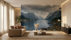 Contemporary Gray wallpaper for Living Room