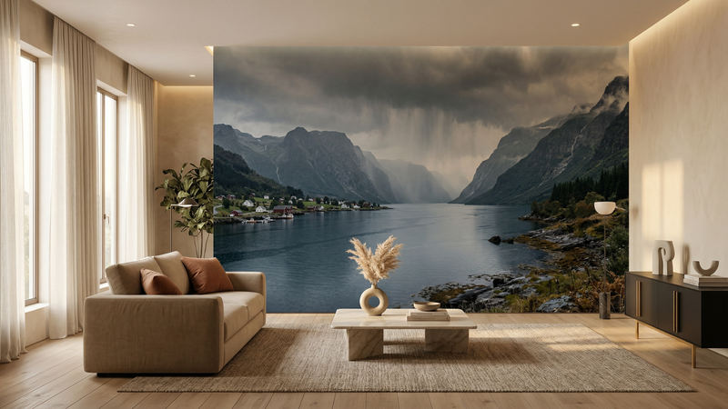 Contemporary Gray wallpaper for Living Room