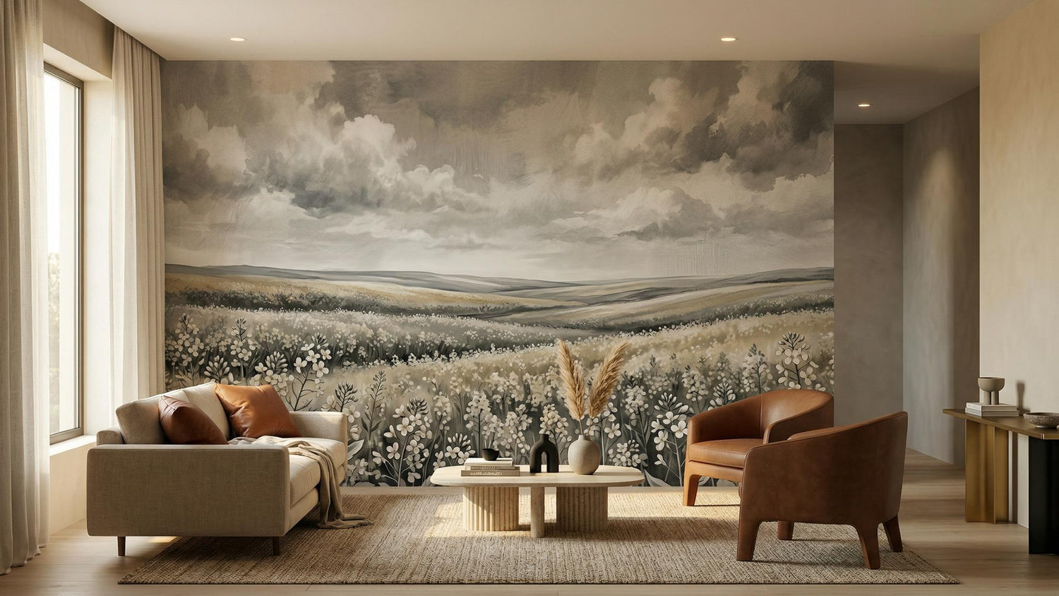 Contemporary Gray wallpaper for Living Room