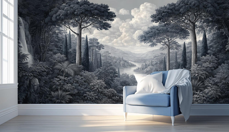 Contemporary Gray wallpaper for Living Room