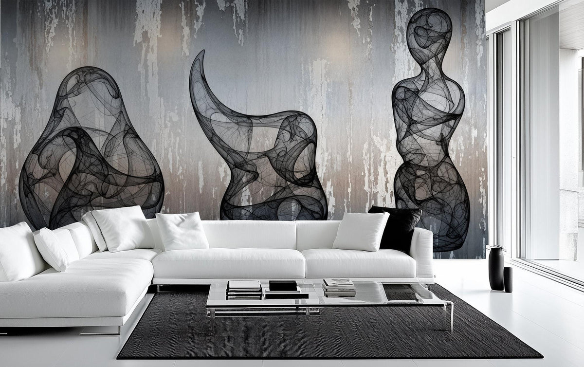 Contemporary Gray wallpaper for Living Room