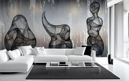 Contemporary Gray wallpaper for Living Room