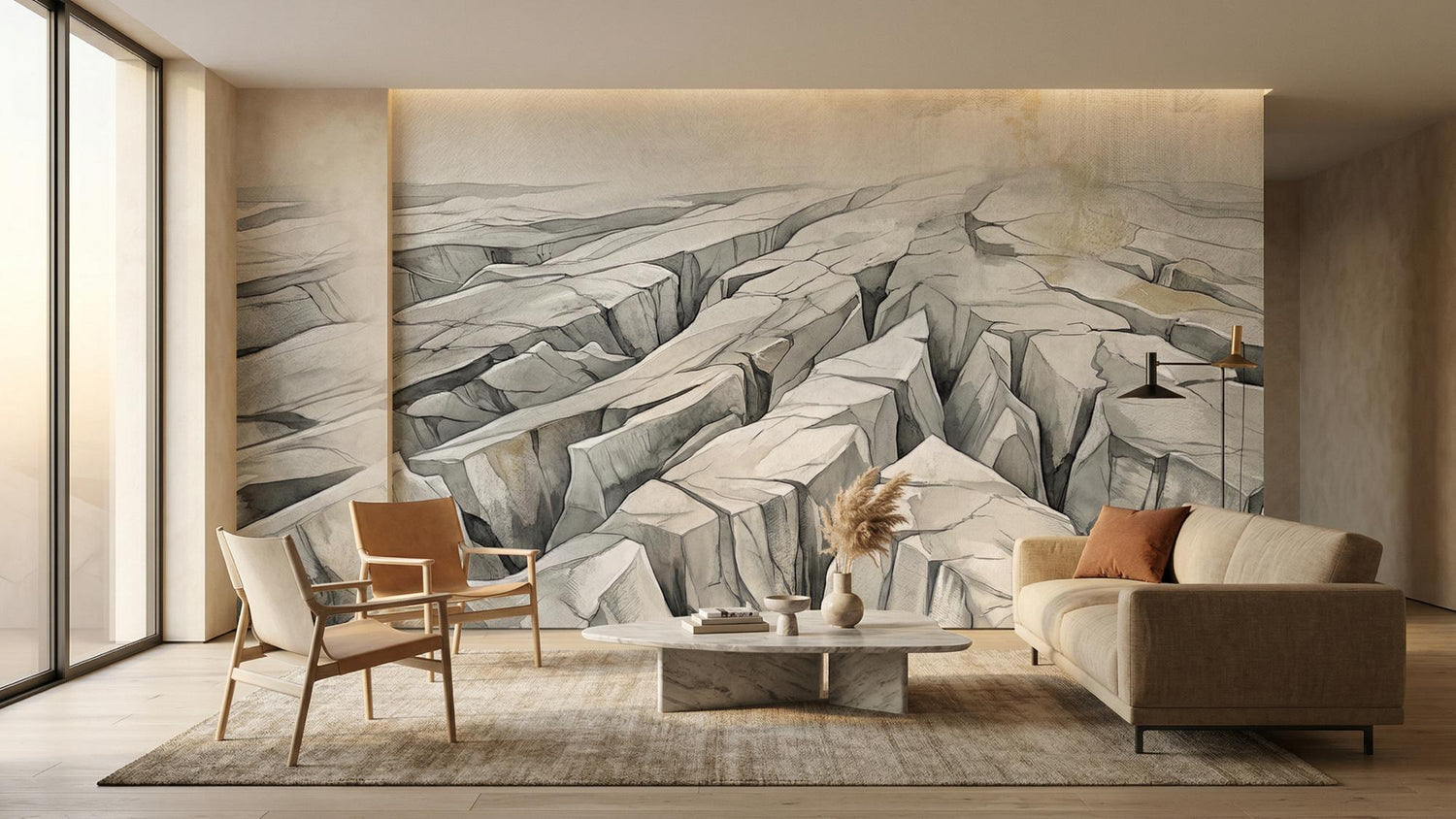 Contemporary Gray wallpaper for Living Room