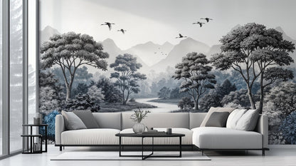 Contemporary Gray wallpaper for Living Room