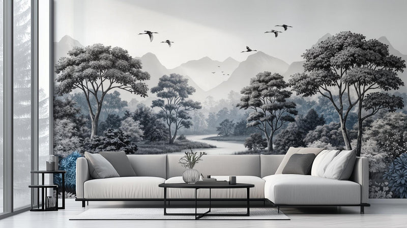 Contemporary Gray wallpaper for Living Room