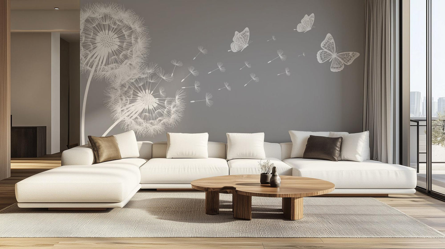 Contemporary Gray wallpaper for Living Room
